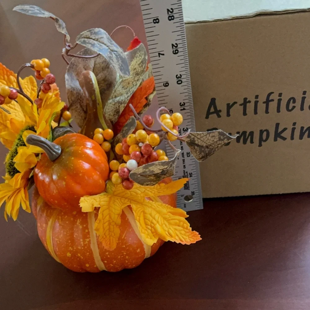 Artificial Pumpkin with Sunflower and Berry Accents